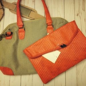 NWT TJ Riley & Co. Boarding Bag And Clutch Bag Set